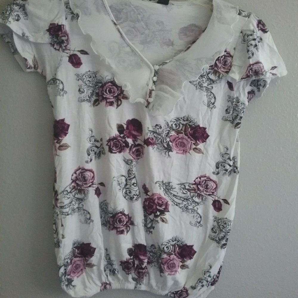White Blouse with floral print